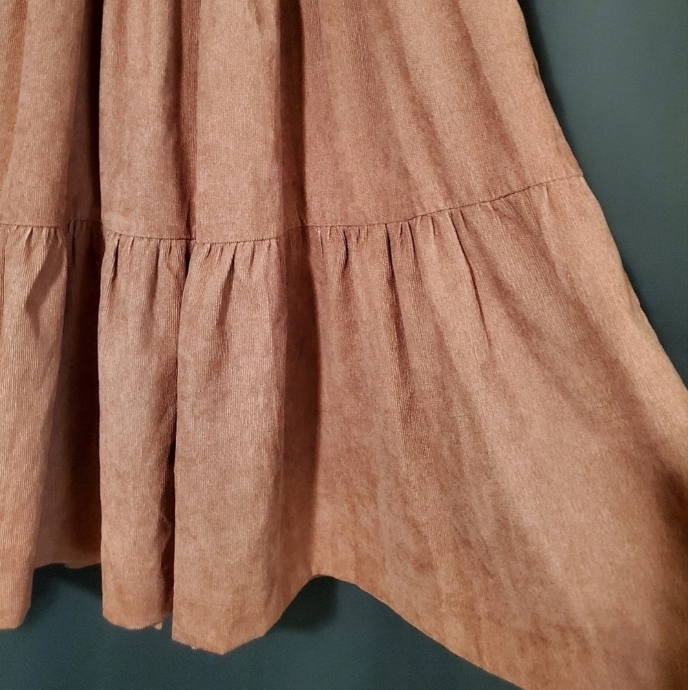 Smile Everyday Girls Tiered Mauve Corduroy Fairy Cottagecore Skirt Sz 18y XL NWT - Picture 3 of 9